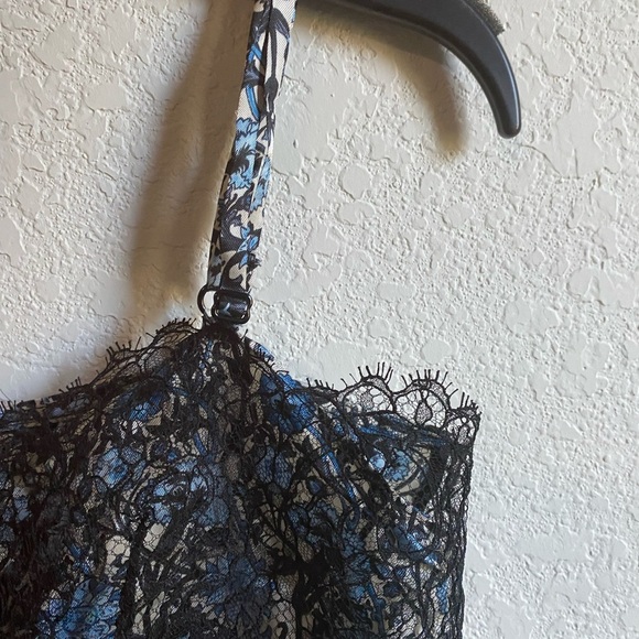 Sandro Floral print satin-twill corded lace trim adjustable straps camisole Sz 8 - Picture 9 of 14